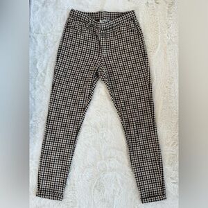 Tan/ Black Plaid Pants Leggings w/ Pockets